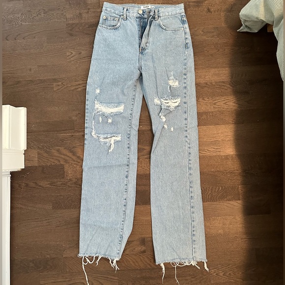Pull & Bear Ripped Mom Straight Leg Jeans - Picture 2 of 4